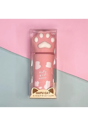 Karikatür Silikon Kalem Çantası Teleskopik Kalemlik Sevimli Kedi Pençe Depolama Kalem Suluboya Kalem Saklama Çantası Mpwxnp Açık Pembe