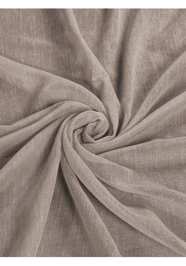 Keten Görünümlü Ekstrafor Büzgülü Hasır Rengi Yüksek Kalite Tül Perde Hasır Rengi
