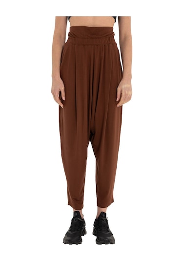 Inguz Beli Katlanabilir Yoga Şalvar Kahverengi