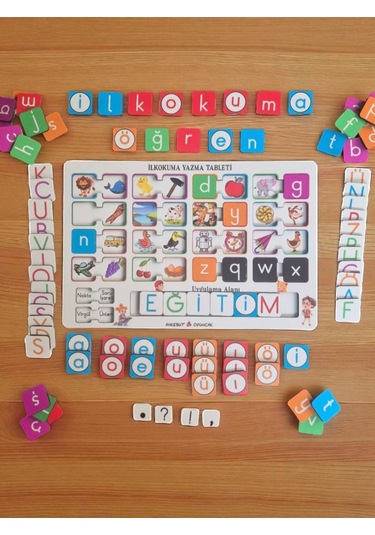 "okuma Yazma Öğreniyorum Seti" Ahşap Oyuncak Türkçe İngilizce Harfler İlk Okuma Seti Harf Puzzle