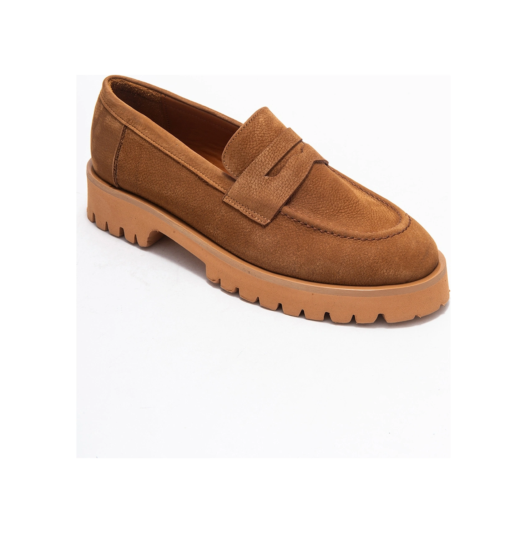 Vıonel Taba Nubuk Hakiki Deri Kadın Loafer Ayakkabı Taba Nubuk