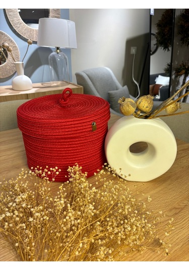 Victor Çok Amaçlı Düzenleyici Kapaklı Sepet,kapaklı Saksılık,kapaklı Organizer 26-20, Küçük Boy Kırmızı