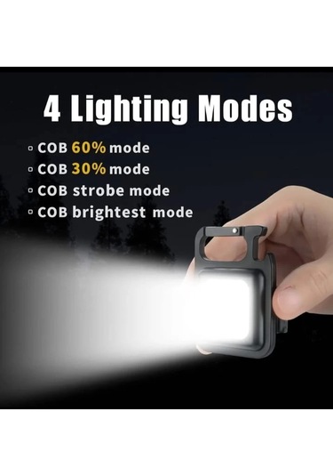 F.20a Mıknatıslı Kamp Feneri El Feneri 800 Lümen 30 Cob Açık Gri