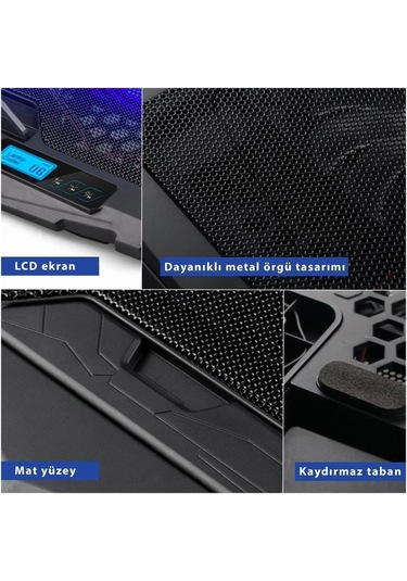 Juo C1 Led Ekranlı Notebook Soğutucu 4 Fanlı Hız ve Yükseklik Ayarlı