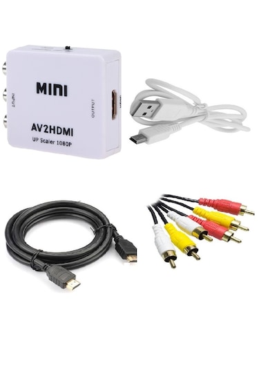 Rca Av To Hdmi Çevirici + Hdmi Kablo + Rca Kablo