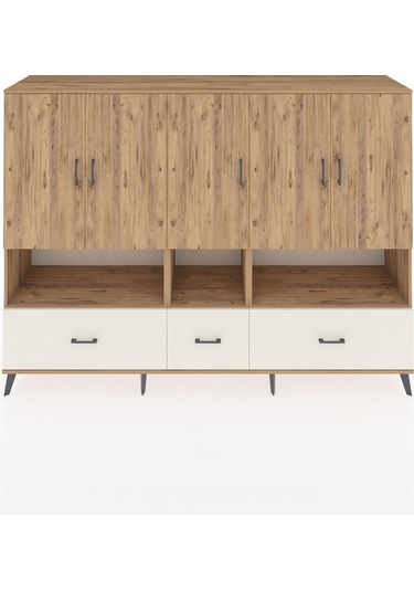 Hyperion Dolap 12 Raflı 3 Çekmeceli 5 Kapaklı 220x44x163 Çam-çam/ Çam-çam/aytaşı