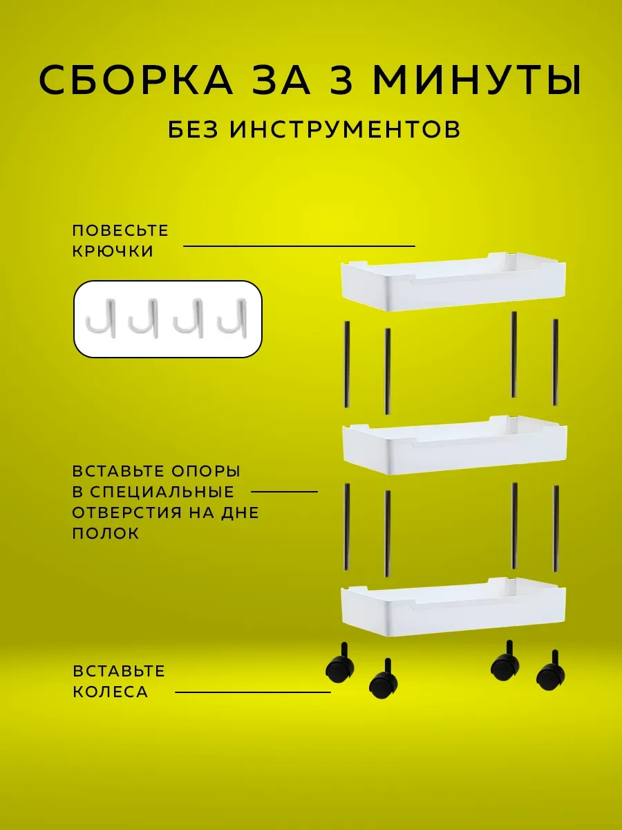 Rıdberg Home Banyo Ve Mutfak İçin Tekerlekli Raf 323061532 Beyaz