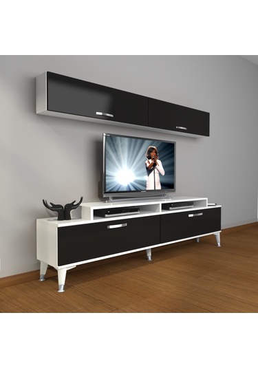 Decoraktiv Ekoflex 5 Slm Silver Tv Ünitesi Tv Sehpası Beyaz - Siyah