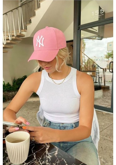 Unisex Ny Pembe Nakışlı Kep Şapka Pembe