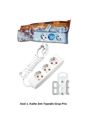 3 Metre Askı Aparatlı Topraklı 3lü Grup Priz Royaleks-ast303 Diğer