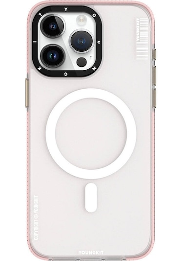 İphone 15 Pro Uyumlu Kılıf Magsafe Şarj Özellikli Youngkit Jiansha Serisi Kapak Pembe