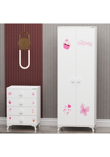 Melina Yıldız 2 Kapaklı Bebek Odası + Yatak + Uyku Seti - Prenses Beyaz