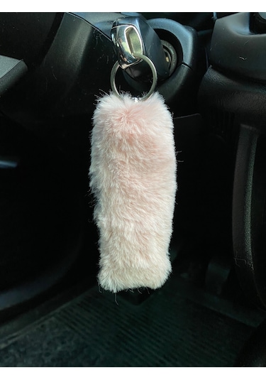 Yumuşak Tüylü Peluş Puf Anahtarlık Pudra Pembe