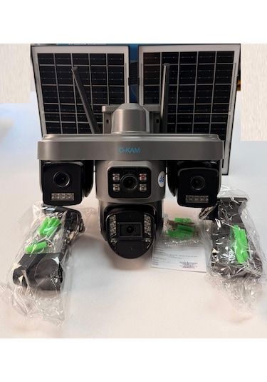 O-kam Ok335 12mp 4 Kameralı 4g Çift Solar Panel Aov Gece Görüş Sesli Konuşma Çakar Led
