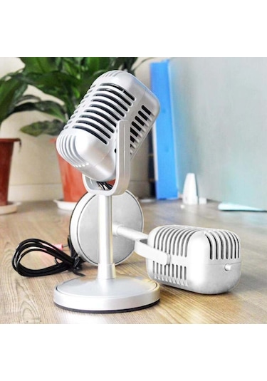 Skycıty Masaüstü Mikrofon, Cep Telefonu Canlı Yayınları İçin Uygun, Gümüş 3.5mm Şarjlı