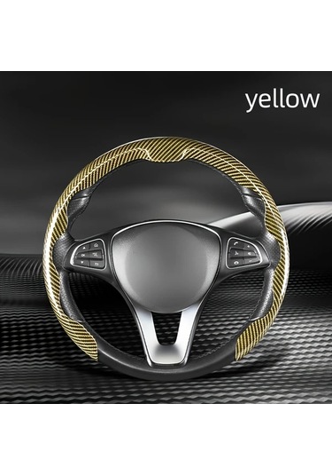 Dashanshop Sarı Renkli Evrensel Direksiyon Kılıfı Karbon Desen Kaymaz Deri Hissi Abs Malzeme Sarı