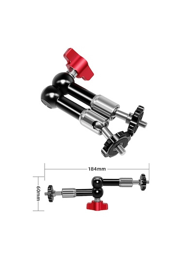 Dofolink Alüminyum Fleksibel Kamera Braketi - 360 Döner Top Kafa, 1/4" Vida Bağlantısı, Çift Toplu, Sabit Konum Kilidi