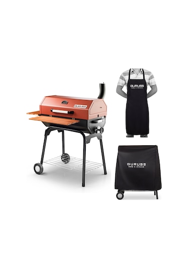 Guruss Cg-075 Kömürlü Barbekü Mangal + Kılıf + Önlük Oksit Kırmızı Model:grs22