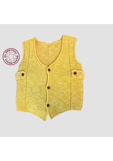 Uretti - Rukiye 7294 - El Örgüsü Erkek Çocuk Yelek 9 Yaş - Sarı