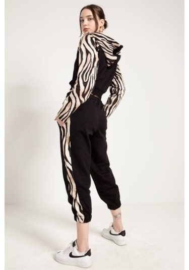 Jahr Marc Zebra Desenli Siyah Kadın Jogger Çok Renkli