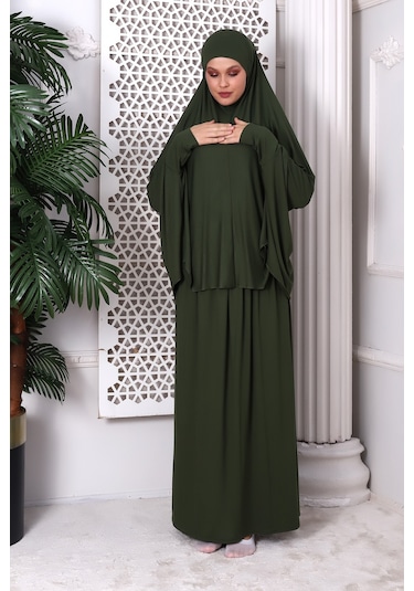 2 Parça Pratik Namaz Elbisesi 8016 Haki