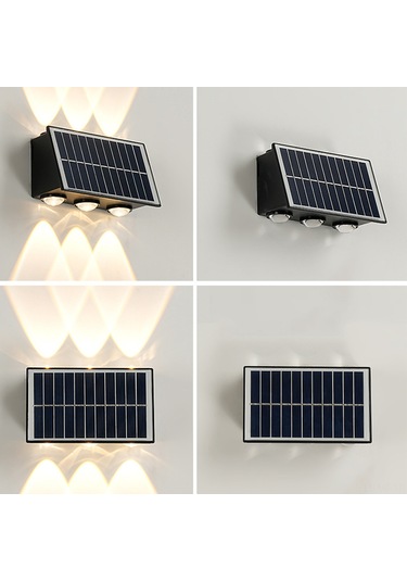 Mufunye Güneş Enerjili Dış Mekan Duvar Lambası - Ip65 Su Geçirmez Bahçe Villa Dekoratif Aydınlatma 6 Kafa Sıcak Işık Diğer