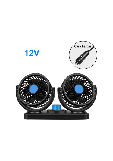 Huxın Hx-t303 6.5w 360 Derece Ayarlanabilir Dönüşlü İki Kafalı Düşük Gürültülü Mini Elektrikli Araba Fanı, Dc12v