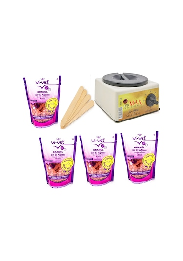 Ege Sir Dpr Max Ağda Makinesi + Vi-Vet Granül Pudralı İnci Ağda 250 G x 4 + Spatula