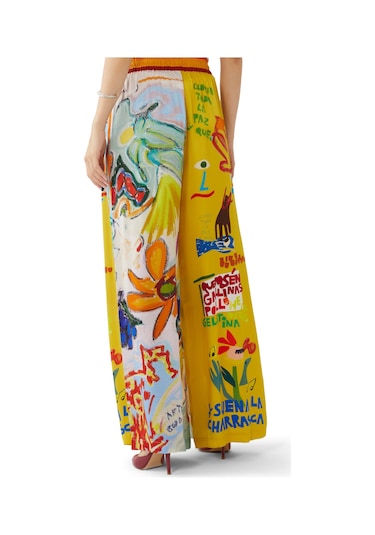 Alemais Çarpıcı Geniş Paça Pantolon Çok Renkli