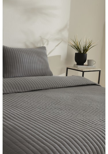 Karaca Home Elie Çift Kişilik Yatak Örtüsü Seti Gri Gri