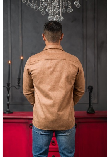 Advante Slimfit Çift Kapak Cepli Astarsız Kaşe Gömlek Devetüyü