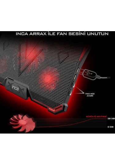 Inca INC-611 GMS Arrax 5 Fanlı 13" - 17" Gaming Notebook Soğutucu