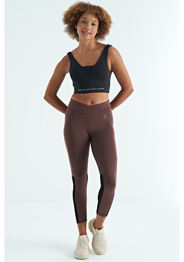 Tommy Life Siyah Yazı Baskılı Renk Bloklu Dar Kalıp Dalgıç Kumaş Kadın Büstiyer - 97271 Siyah