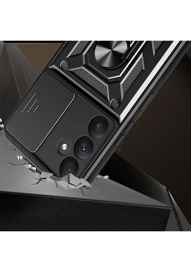 Samsung Galaxy Uyumlu A35 Kılıf Manyetik Standlı Kamera Korumalı Yüzüklü Zırh Tank Kılıf Koruyucu Kapak