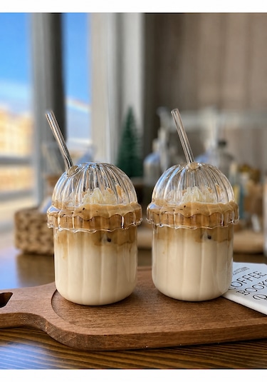 Devigo 2 Adet Kapaklı Pipetli Pinterest Bardak Soğuk Kahve Ve Sunum Bardağı 430 ML