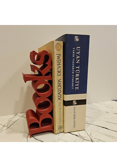 Kitap Tutucu Books Yazılı 3d - Kırmızı-