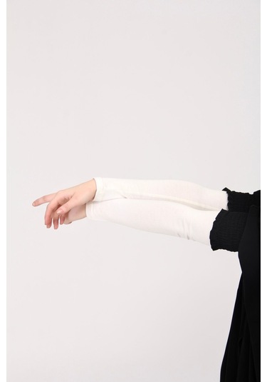 Likralı Kaymayan Kurtarıcı 1 Çift Tesettür Kolluk Ekru