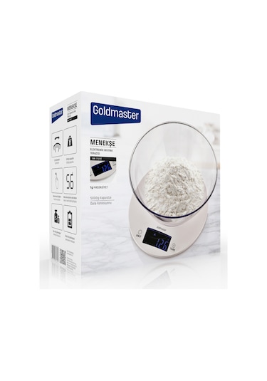 Goldmaster Menekşe Geniş Led Ekranlı Dokunmatik Dijital Hassas 1Gr-5Kg Mutfak Tartısı Terazisi