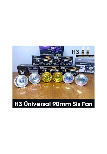 Universal H3 Sis Farı 90mm 2 Adet Beyaz