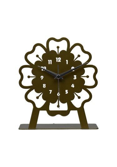 Mercan Model Metal Lazer Kesim Akar Sessiz Mekanizmalı Masa Saati Gold