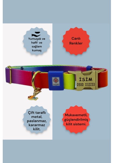 İsimli Köpek Tasması, Orta Ve Büyük Irk, Metal Kilitli Çkrnkmtl