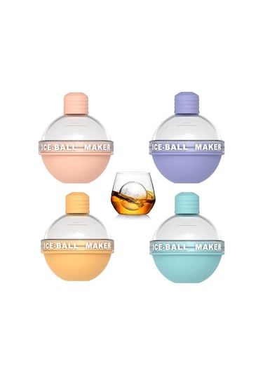 Neevoyu 4 Adet Silikon Buz Topu Kalıbı - 6,35 Cm Büyük Buzlar, Kolay Çıkarım, Gıda Grubu Materyal, Kokusuz, Whiskey Ve Kokteyller İçin Diğer