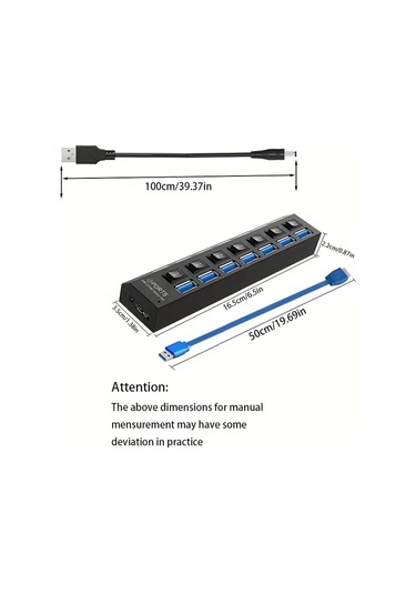 Xuweiwei Araç İçin Usb 7 Portlu Çift Kablolu Adaptör, 5g Veri Aktarım, Anahtarlar Ve Led Göstergeler, Hızlı Şarj Kablosu