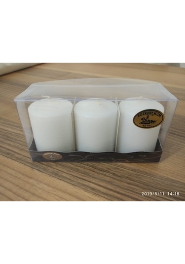 3'Lü Kokusuz Bozkurt Silindir Mum 5*7Cm (346655471)
