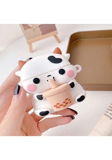 Microsonic Aipods Uyumlu 4.nesil / Anc Kılıf Cartoon Figürlü Silikon Crtn-fgr-bb-cw Bej - Beyaz