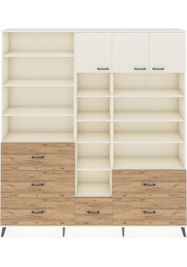 Arges Dolap 17 Raflı 6 Çekmeceli 3 Kapaklı 220x30x243 Aytaşı-aytaşı/çam Aytası/atlas Çam