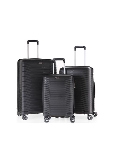 Ultra Dayanıklı 3'lü Set Valiz & Bavul Siyah-1395 Siyah