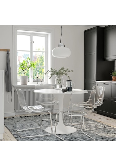 Ikea Beyaz Şık Yemek Masası - Yuvarlak Mutfak Masası