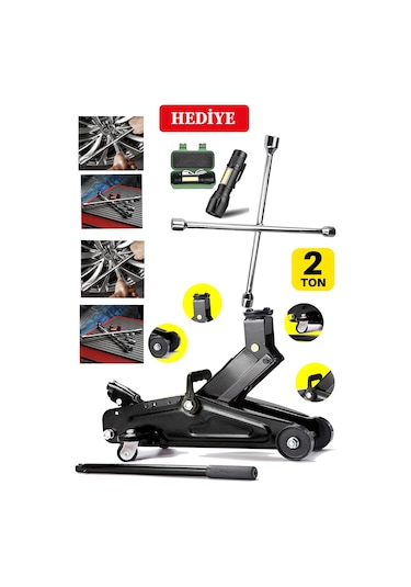 2 Ton Tekelekli Hidrolik Araç Krikosu + 4'lü Bijon Seti Beraber