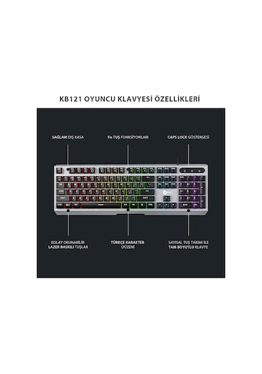 Lecoo KB121 USB Kablolu Makro Tuşlu Rainbow Membran Gaming Türkçe Q Klavye